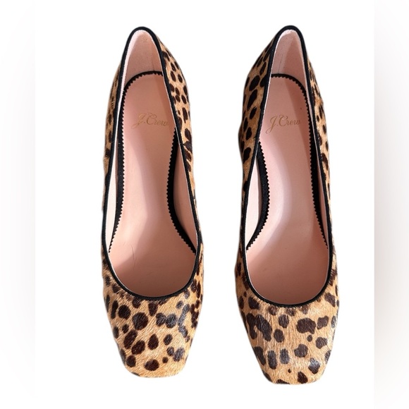 J. Crew Shoes - J.Crew Leopard Print Calf Hair Block Heel Pumps Women’s Size 7.5